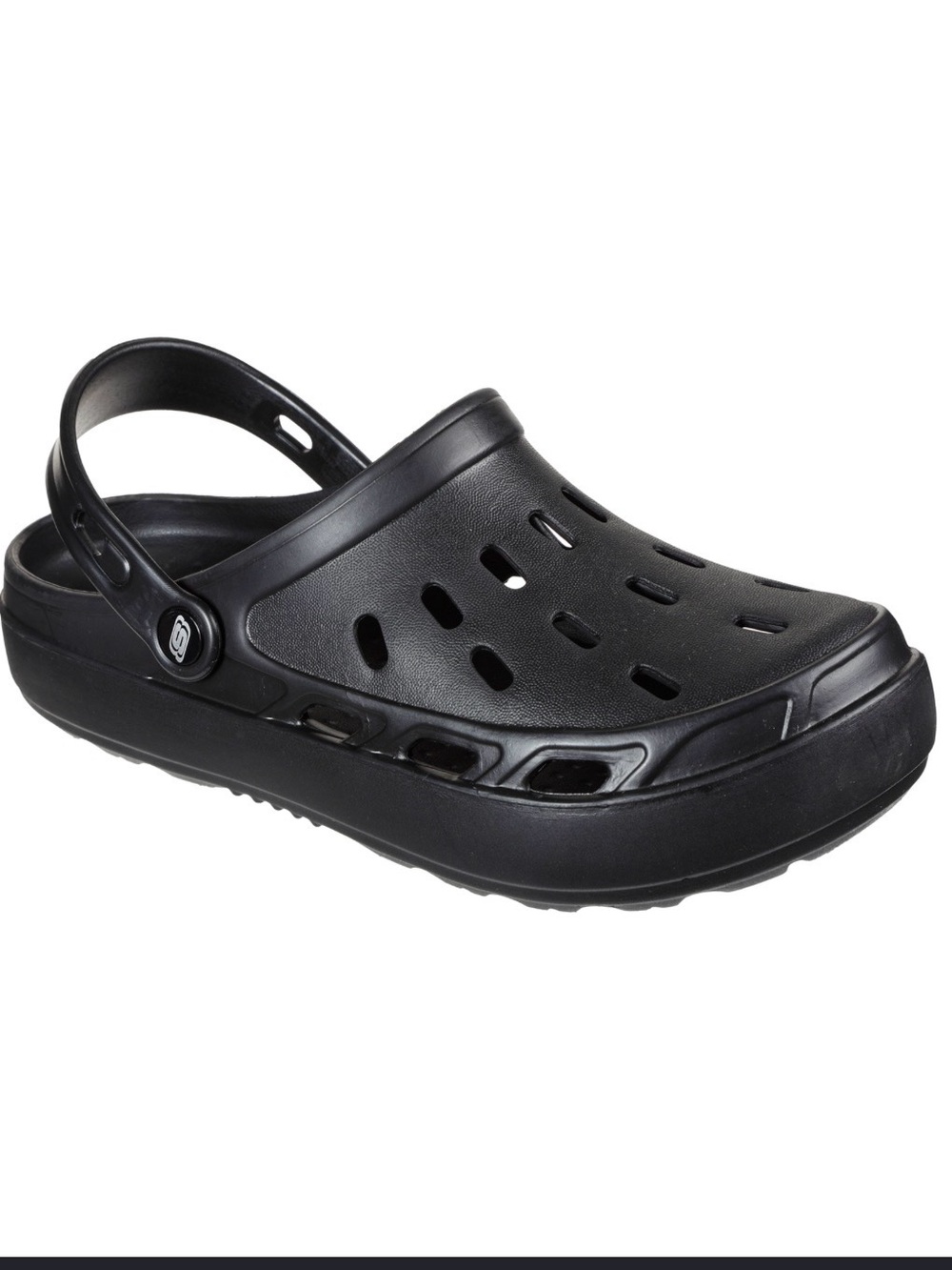 Skechers Men's Black Slip-On Clog Sandals with Back Strap